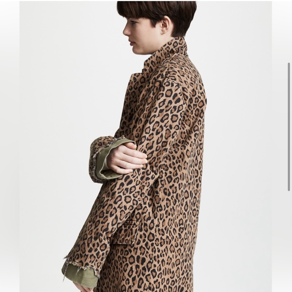 New without tags R13 cotton distressed leopard print coat. Size medium. - Picture 3 of 16